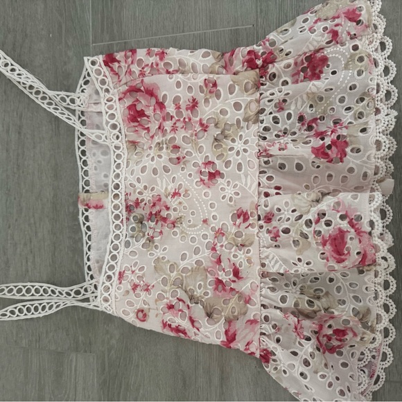 Aqua Pink Floral Eyelet Midi Dress - Picture 5 of 5